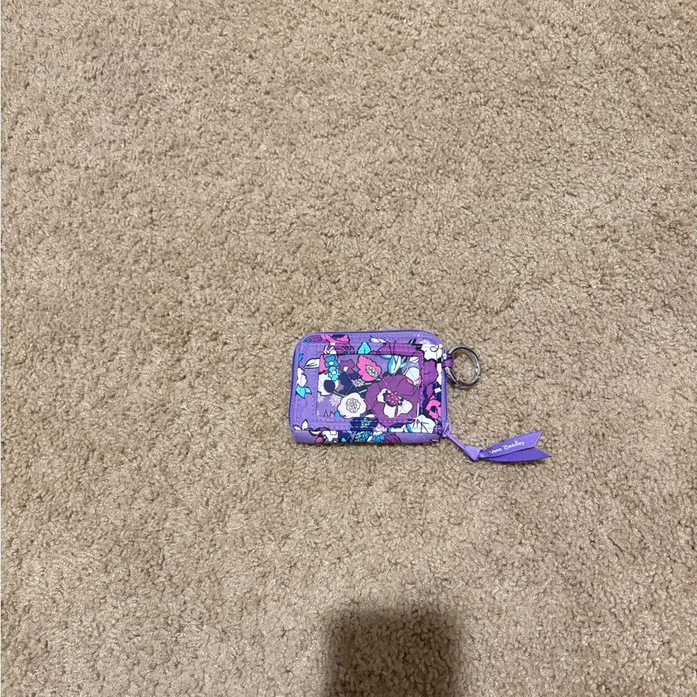 Vera Bradley Purple Floral Zip Card Wallet